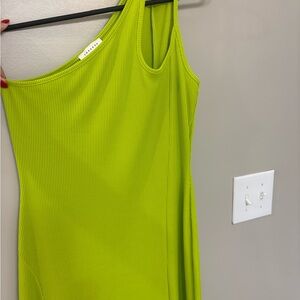 Topshop Lime Green Off the Shoulder Dress